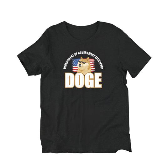 Doge Tee, Doge T-shirt, Doge shirt featuring Department of Government Efficiency (D.O.G.E.) design with Shiba Inu dog meme, government parody t-shirt, funny D.O.G.E. acronym apparel, such efficiency much government wow, official looking doge meme shirt with Shiba Inu mascot 