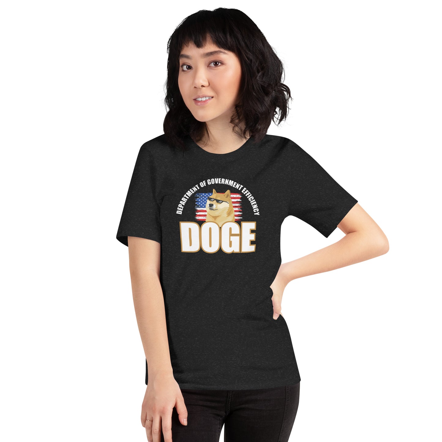 Doge Tee, Doge T-shirt, Doge shirt featuring Department of Government Efficiency (D.O.G.E.) design with Shiba Inu dog meme, government parody t-shirt, funny D.O.G.E. acronym apparel, such efficiency much government wow, official looking doge meme shirt with Shiba Inu mascot 